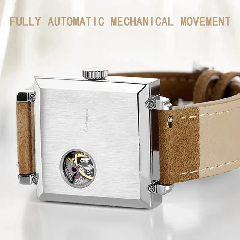 Fashion Men's Square Mechanical Watch Fully Customized