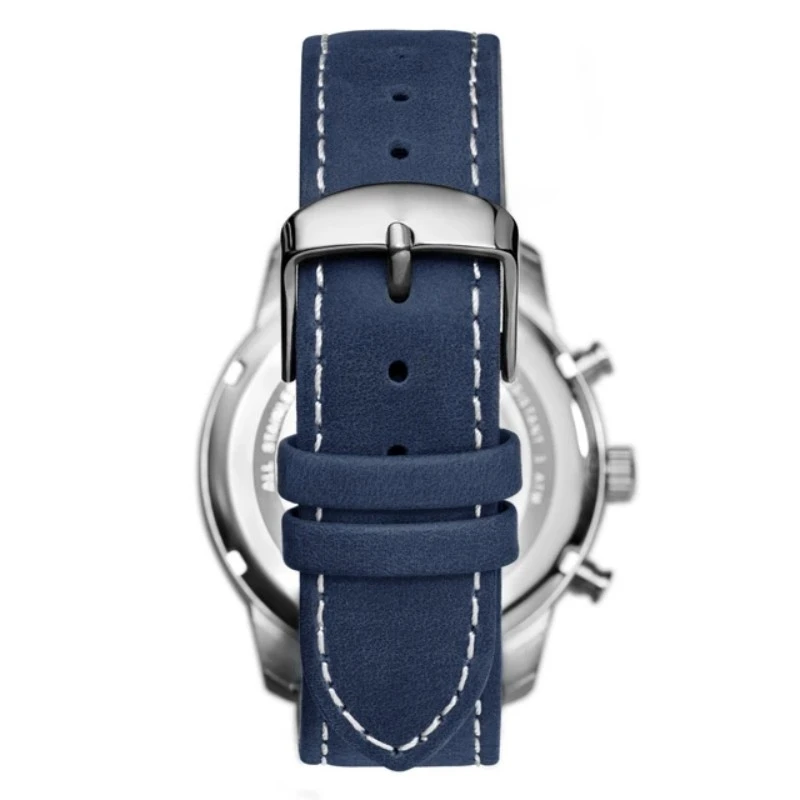 Gold Chronograph Quartz Watch With Black Dial And Green Leather Strap