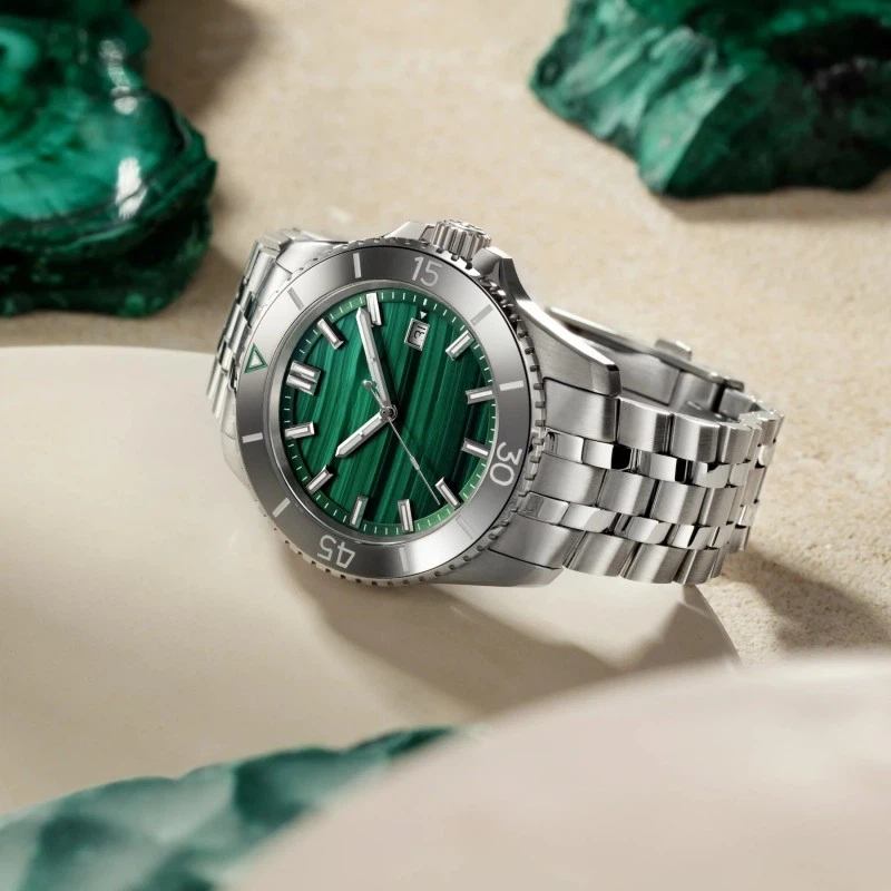 OEM Custom Men's Mechanical Watch Pure Natural Malachite Dial